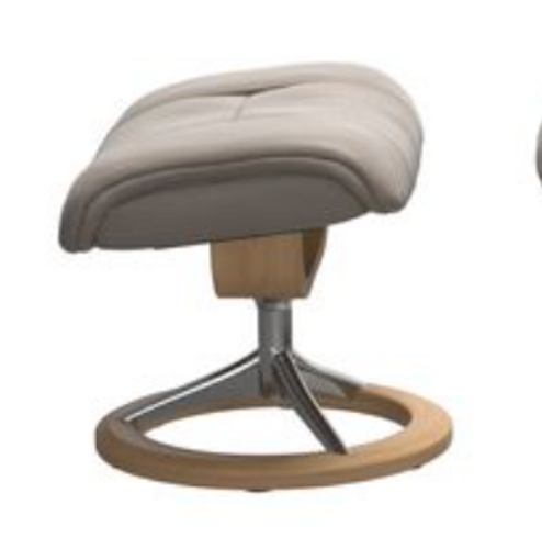 The Stressless Mayfair Signature Ottoman with Polished metal.  The Stressless Mayfair Signature Ottoman with Polished metal.