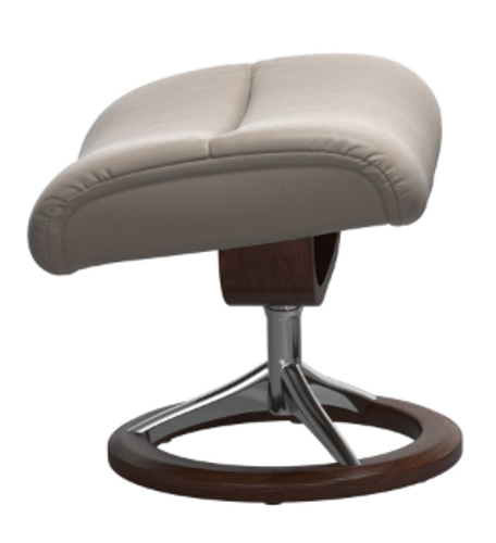 The Stressless View Signature ottoman with a Polished finish base.  The Stressless View Signature ottoman with a Polished finish base.