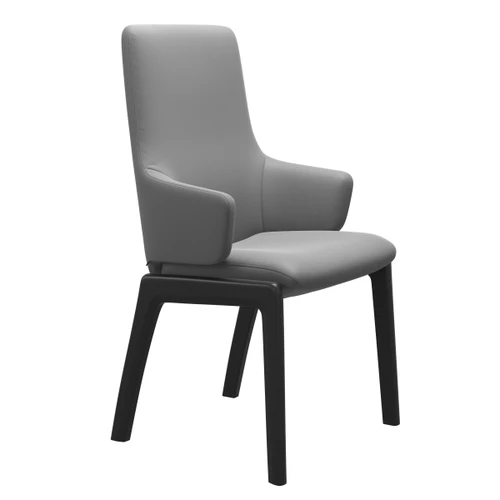 The Stressless Laurel High-back Dining  chair with arms and the D100 Wood legs.