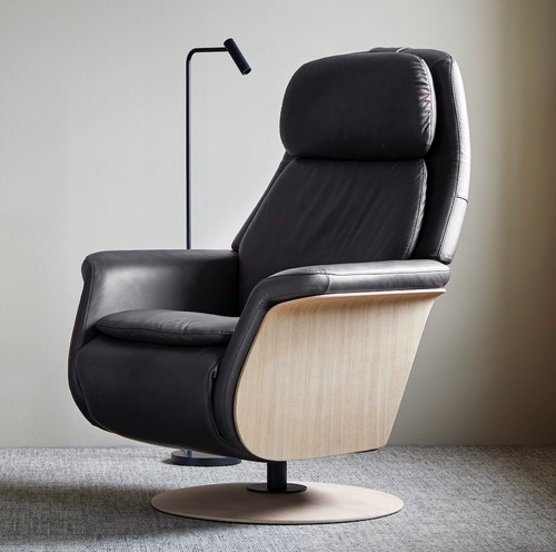 The Sleek New Stressless Sam Limited-edition Recliner & Ottoman by Ekornes of Norway. The Sleek New Stressless Sam Limited-edition Recliner & Ottoman by Ekornes of Norway.
