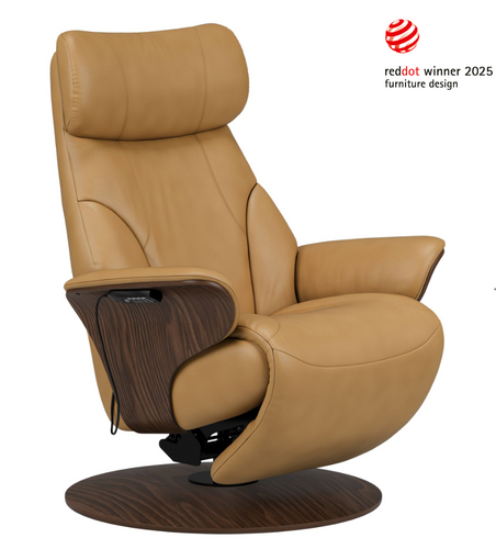 Stressless Adam Zero-gravity recliner in Taupe Paloma leather, Smoked Oak wood. You have got to give this a try!
