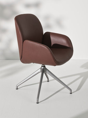 The Stressless Bay Low-back large dining chair with arms and D350 Chrome metal legs. 