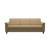 The front view of the Stressless Flora 3-seat sofa in Sand Paloma leather with Walnut stained wood. 