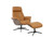 The Fjords Falcon recliner and ottoman in Soft Line Cigar leather with Mocha Oak wood on a black base. The Fjords Falcon recliner and ottoman in Soft Line Cigar leather with Mocha Oak wood on a black base.