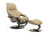 The Fjords Alfa 510 Large Recliner and Ottoman in Astro Line Tan Leather with an Espresso C Style Base.  The Fjords Alfa 510 Large Recliner and Ottoman in Astro Line Tan Leather with an Espresso C Style Base.