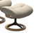 The Stressless Sunrise Ottoman with a Matte Black finish Signature Round Base.  The Stressless Sunrise Ottoman with a Matte Black finish Signature Round Base.