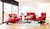 Chili Red Paloma shown on Arion Sofa and Loveseat and Orion Recliner. Chili Red Paloma shown on Arion Sofa and Loveseat and Orion Recliner.