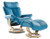Ekornes Magic with Skyblue Paloma leather. Adjustable headrest and pivoting ottoman comes standard Ekornes Magic with Skyblue Paloma leather. Adjustable headrest and pivoting ottoman comes standard