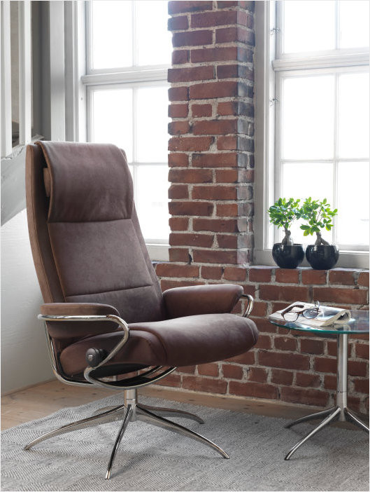 Stressless Paris Recliner with Ottoman, High Back and Std. Base