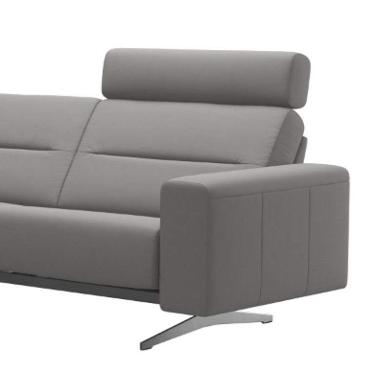 The Stressless Stella Headrest 1.25 version in Silver Grey Paloma leather. 