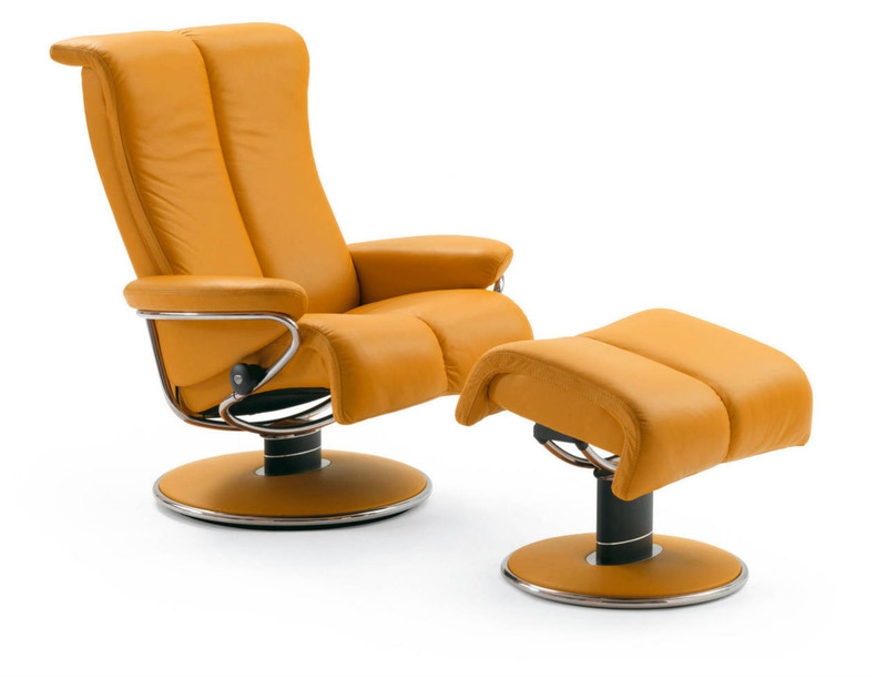 Stressless Blues Recliner-Medium with Ottoman | Nationwide Inside
