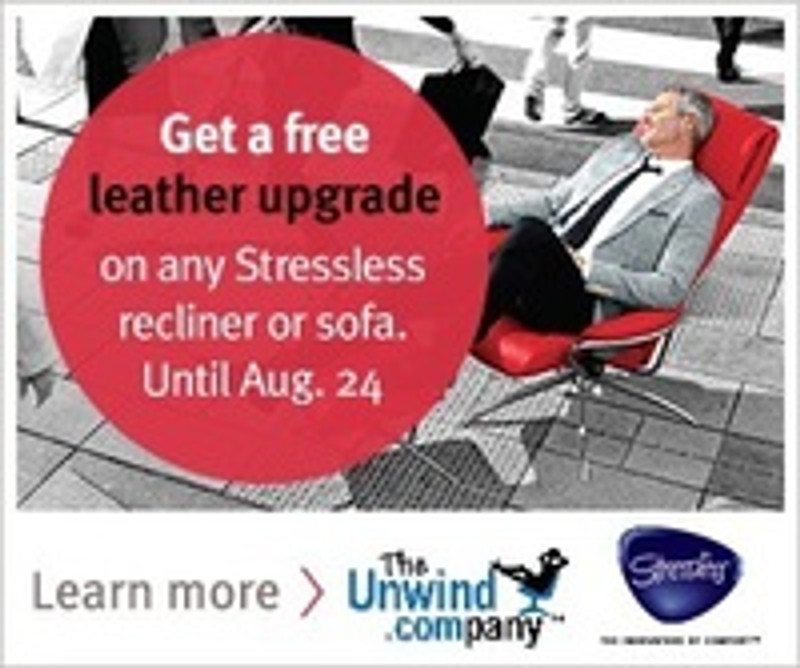 Stress less with a Free Leather Upgrade on all Ekornes Furniture