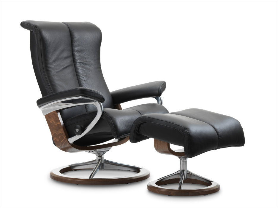 Black Paloma Leather Stressless Signature Series Piano Recliner.