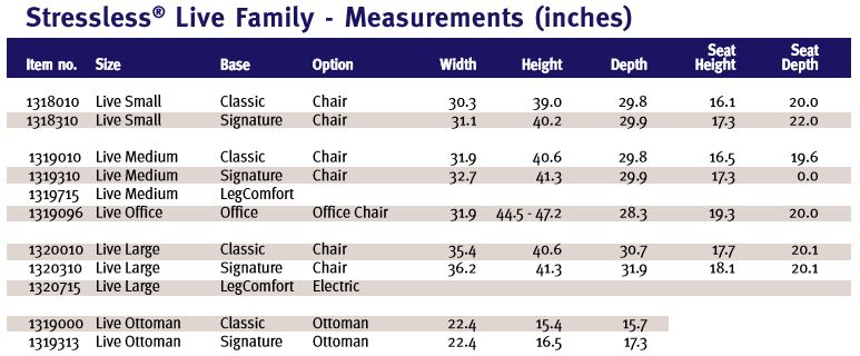 Stressless Live Recliner Dimensions.