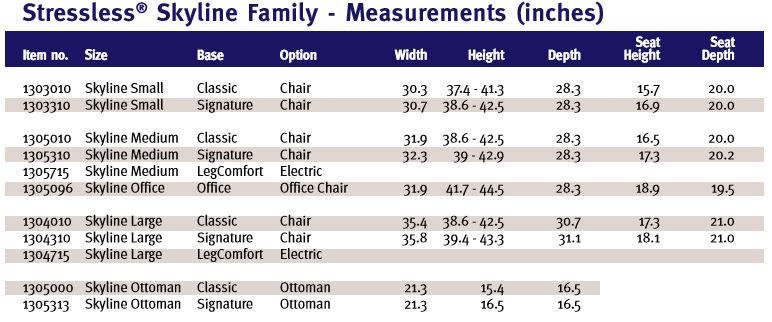 Stressless Skyline Officer Chair Dimensions