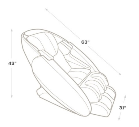 Human Touch Novo XT2 Massage Chair Dimensions chart