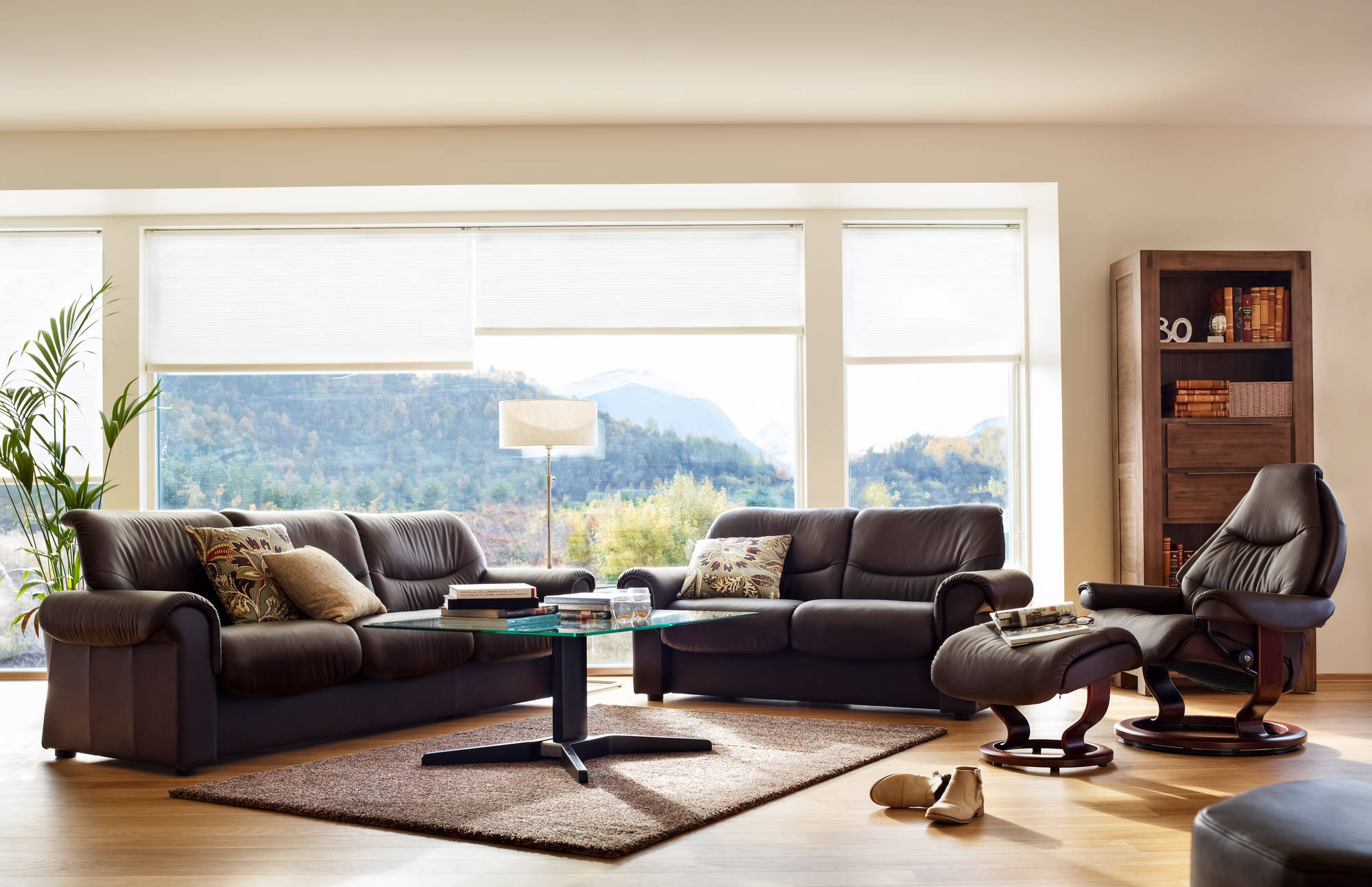 Liberty Sofa and Love Seat in Chocolate Paloma Leather.