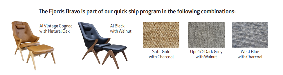 Fjords Bravo Chair and Ottoman Quick-ship program.