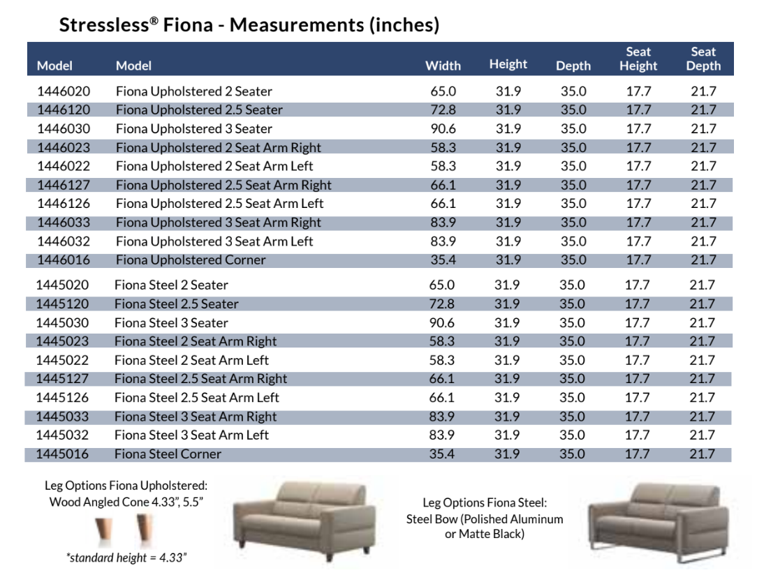 Stressless Fiona Dimensions