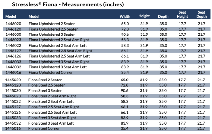 Stressless Fiona Dimensions