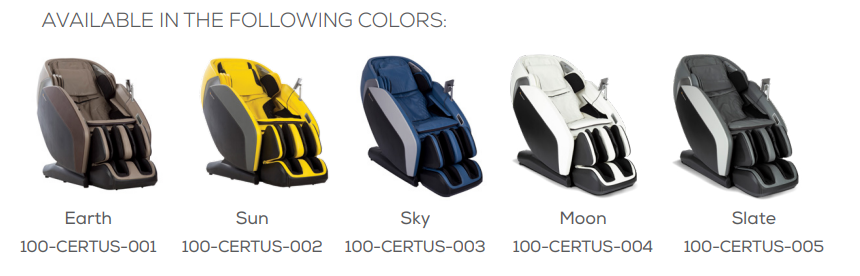 Certus Massage Chair by Human Touch available colors.