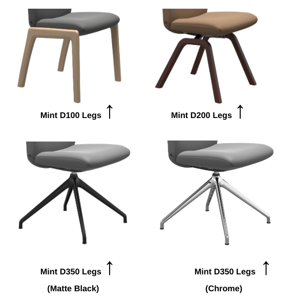 The Leg Options of the Stressless Mint Dining Room Chair