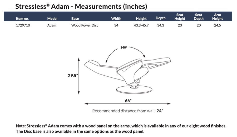 Stressless Adam Recliner Measurements