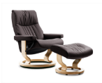 Stressless Crown Small Recliner and Ottoman Classic Base