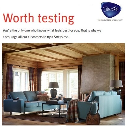Stressless E200, E300, and E40 Sofas- Equipped with ErgoAdapt Comfort Technology.
