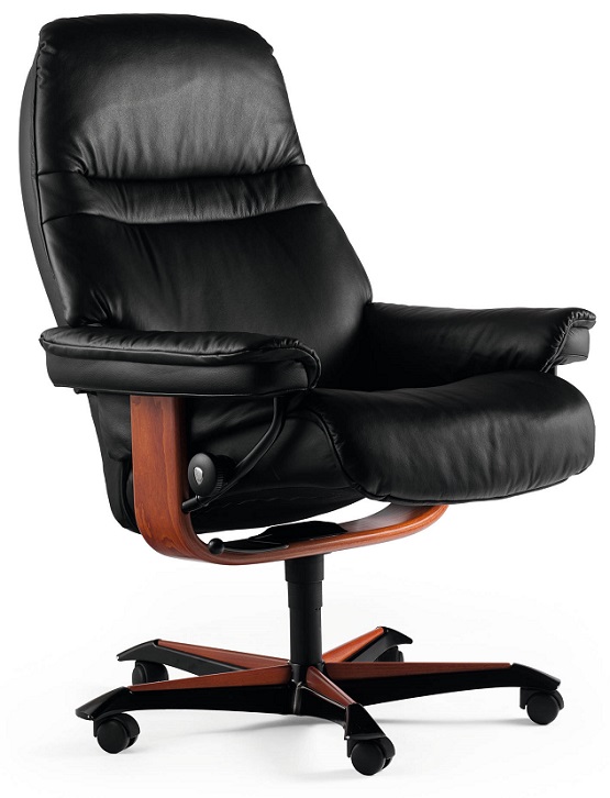 Sunrise Ekornes Office Chair- Black Paloma Leather