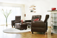 Chocolate Paloma leather looks great on this Stressless Home Theater Seat.