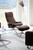 Stressless Metro High Back Recliner shown in Brown Fabric Option.