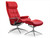 High Back Chilli Red Paloma London Recliner shown with ottoman- Choose safe and secure shipping at Unwind.