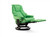 Stressless Live Recliner with Classic Base shown with Electric Leg Comfort Technology and Summer Green Paloma Leather.