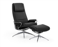 Black Paloma Leather shown on this Paris High Back Recliner with Ottoman.
