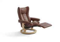 Stressless Wing Recliner in Copper Paloma. Classic LegComfort Series Base in open position.