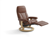 Stressless Consul LegComfort Recliner with Ottoman in the Open Position. 