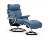Sparrow Blue Paloma Leather shown on this Signature Series Stressless Magic Recliner by Ekornes.