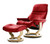 Ekornes Sunrise Medium in Bright Chilli Red Paloma Leather with Natural Stained Wood