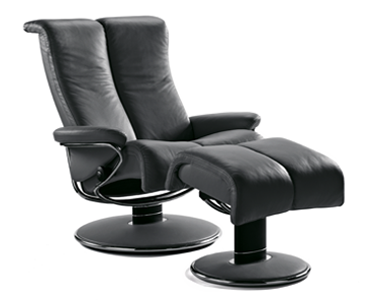 Stressless Blues Recliner-Medium with Ottoman | Nationwide Inside