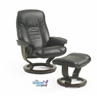 Governor recliner shown here in Black Paloma leather.