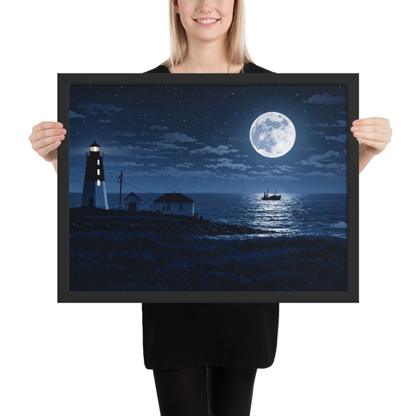Point Judith Light In The Night Framed poster