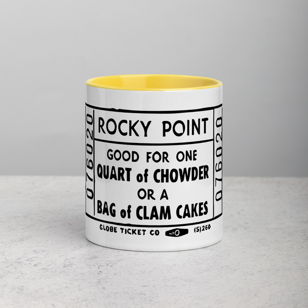 Rocky Point Clam Cake Ticket Mug with Color Inside