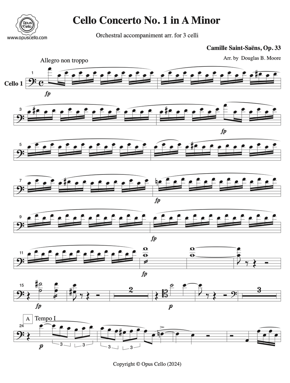Camille SAINT-SAENS, Cello Concerto No. 1 in A Minor (Orchestra Part ...