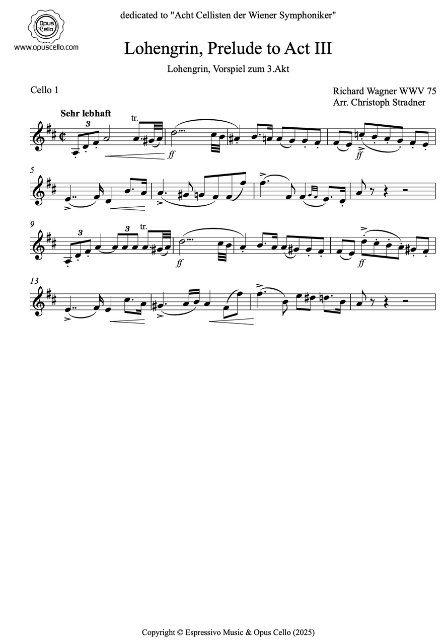 Richard WAGNER, Lohengrin (Prelude to Act 3) for 8 Cellos - OpusCello