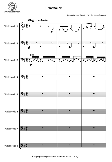 Johann STRAUSS, Romance No. 1 for 8 Cellos