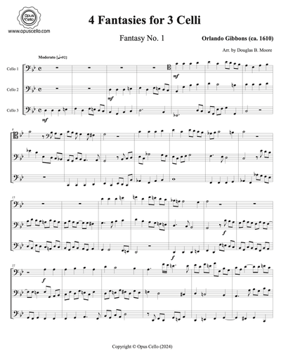 Orlando GIBBONS, 4 Fantasies for 3 Cellos - OpusCello