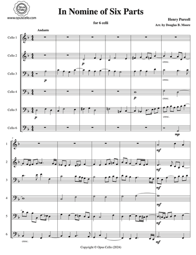 Henry PURCELL, In Nomine of Six Parts for 6 Cellos - OpusCello