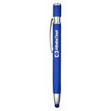 <p>This click-action metal pen features a unique rubberised finish and comes with black ink for smooth writing. It also includes a matching stylus tip for easy navigation on devices. Each pen is engraved to reveal a striking matte finish, offering a 500m writing distance—perfect for long-lasting use.</p>
<p>Product Dimensions: 135mm long</p>
