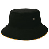 Sandwich Brim Bucket Hat - Black,Gold